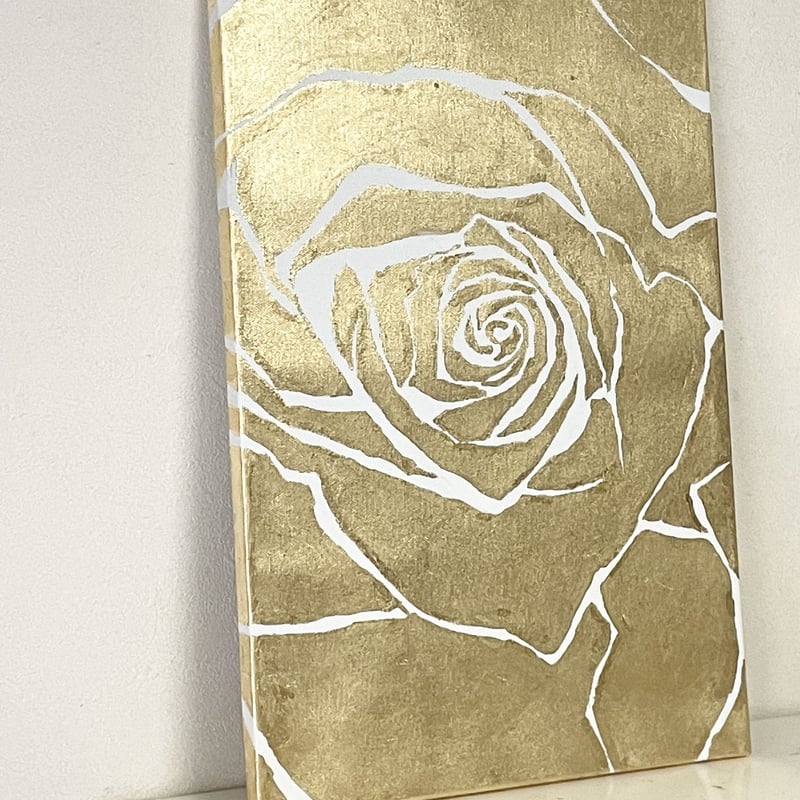 アンティーク 薔薇の花籠を持つカップルと犬 エンボス金彩 麻布ガラス