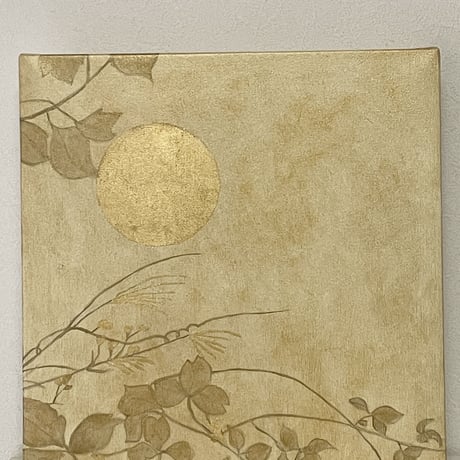 月に秋草図　部分