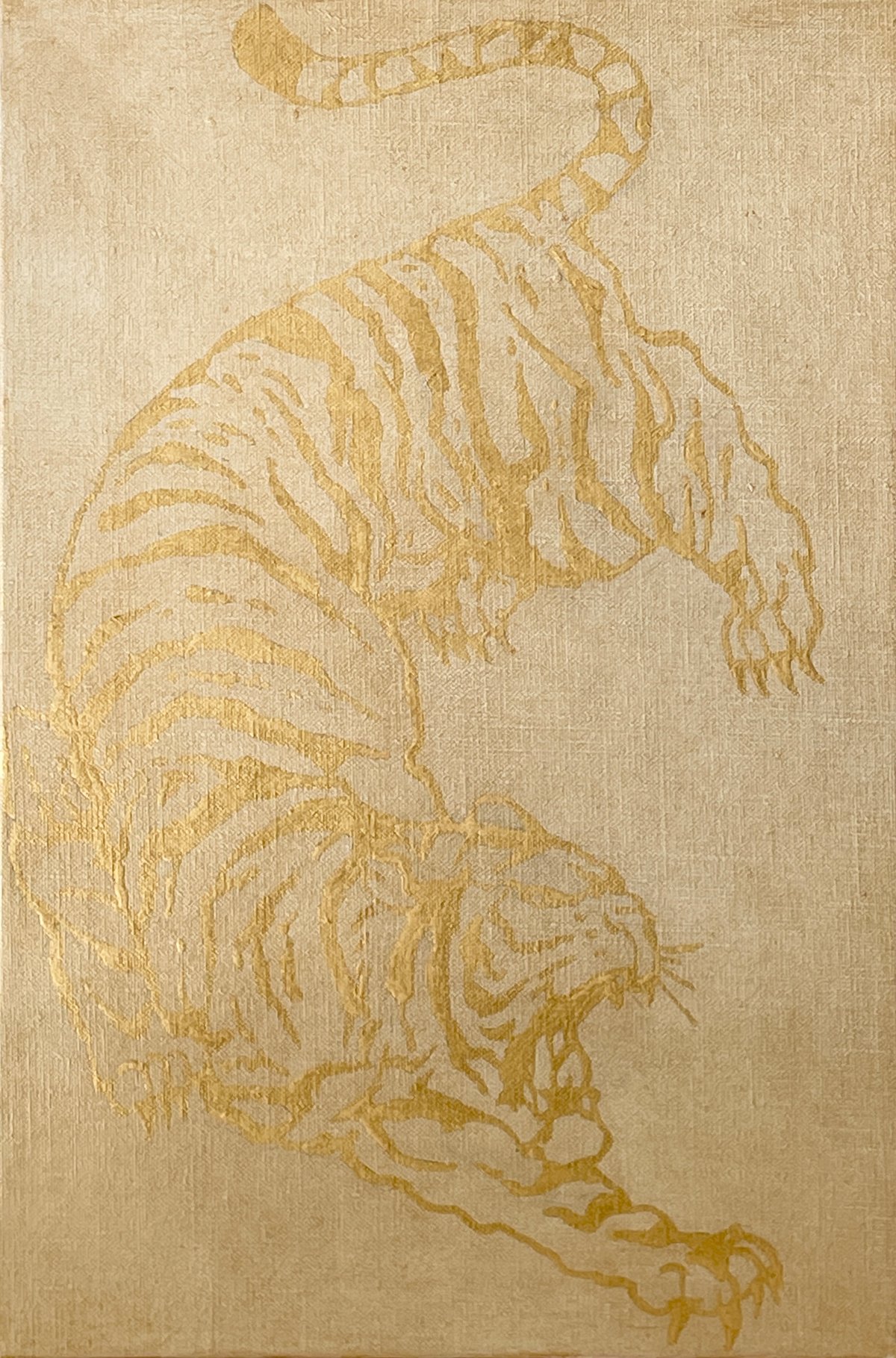 超美品！値下げ交渉あり。金箔を押した虎　アクリル画　絵画 超美品！値下げ交渉あり。金箔を押した虎アクリル画絵画