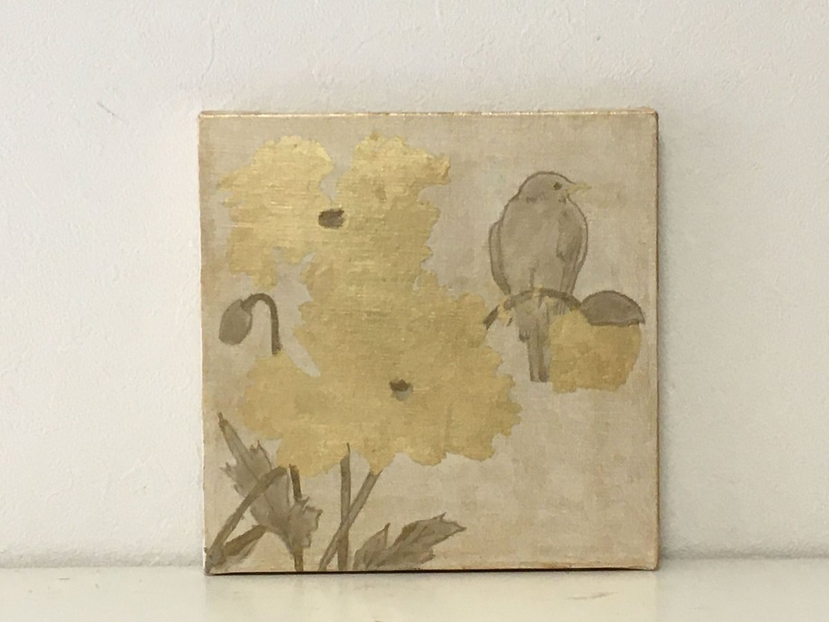油彩 「野鳥」 作 takuma 鳥と植物の絵画 fit=scale-down,w=1200