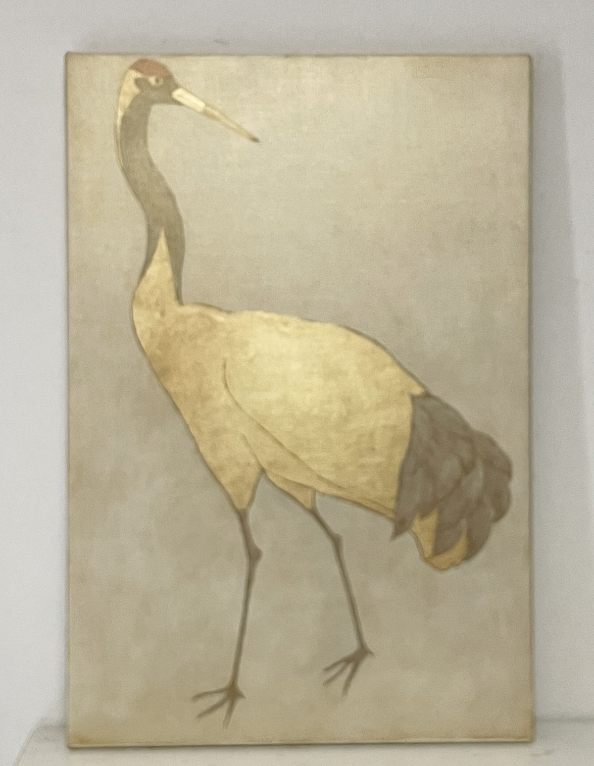 F10　肉筆水彩　日本画　『鶴』　高級木製額縁付属　外寸約713×638mm F10肉筆水彩日本画『鶴』高級木製額縁付属外寸約713×638mm