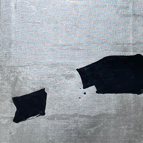 銀に黒の抽象画　2 サンプル品