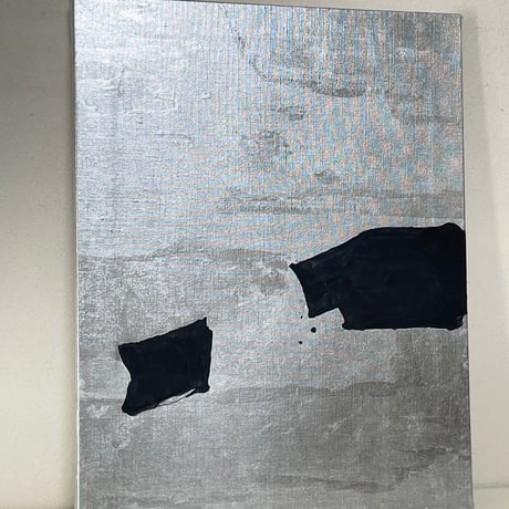 銀に黒の抽象画　2 サンプル品