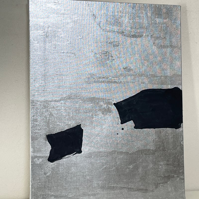 銀に黒の抽象画 2 サンプル品 | AKIKO KONDO
