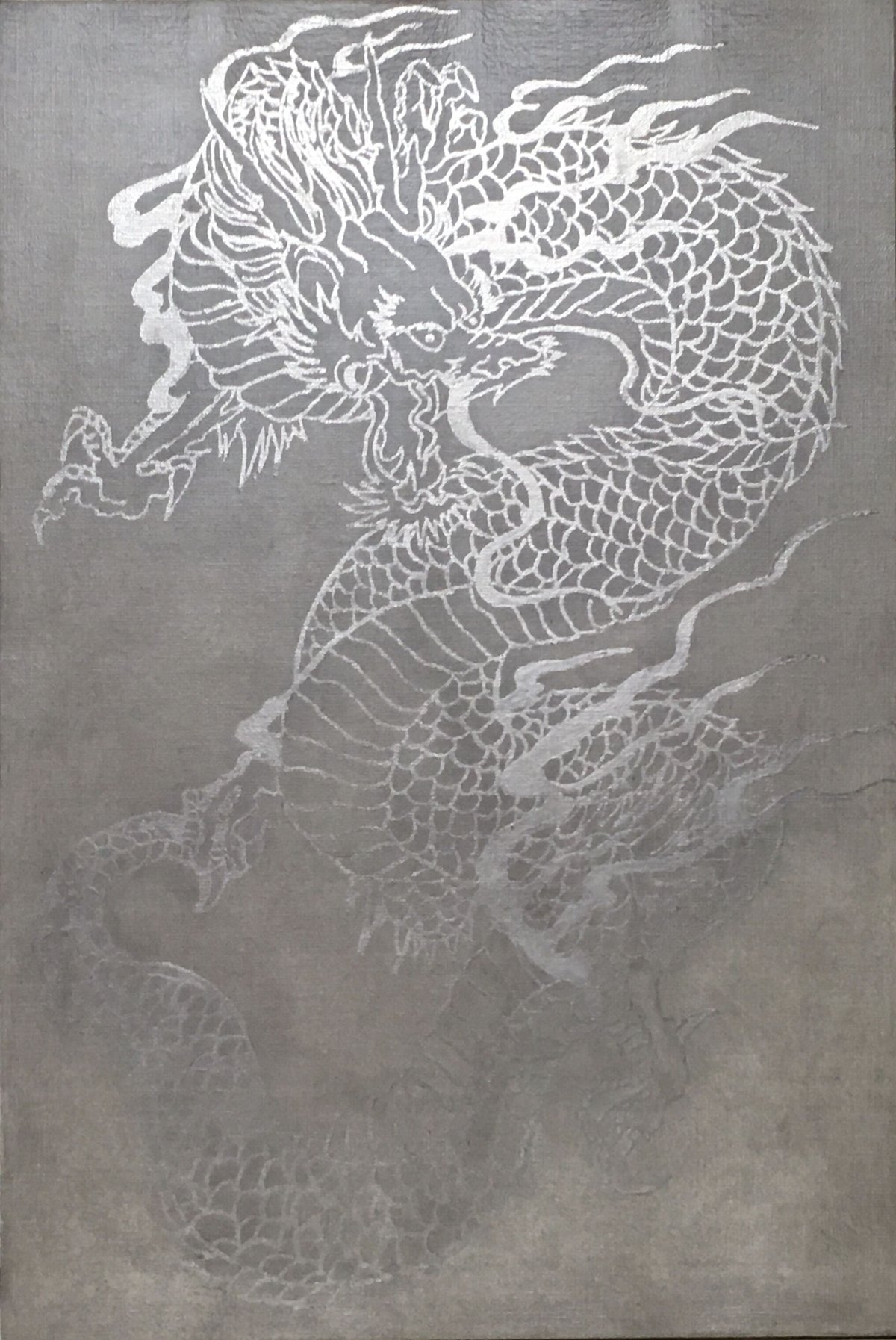 なつめしおり❀Flower集いの7龍様❀オルゴナイト絵画 鳳凰と白銀龍の宝珠オルゴナイトシリーズ～龍宮城