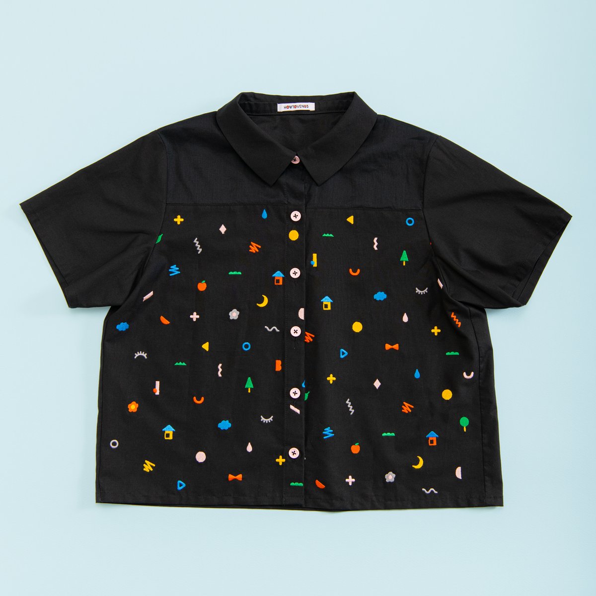 トップス HOWTOVENUS Doodle Stitch Blouse - BLACK Doodle Stitch Blouse - BLACK | HOWTOVENUS