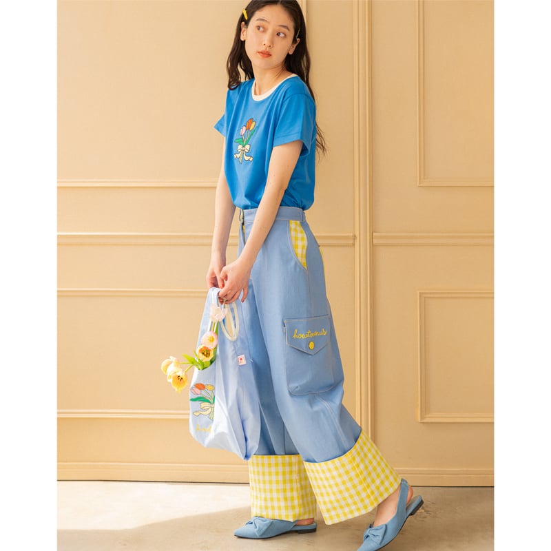 HOWTOVENUS ギンガムチェックデニムパンツ　春秋 Gingham Check Denim Pants - BL | HOWTOVENUS