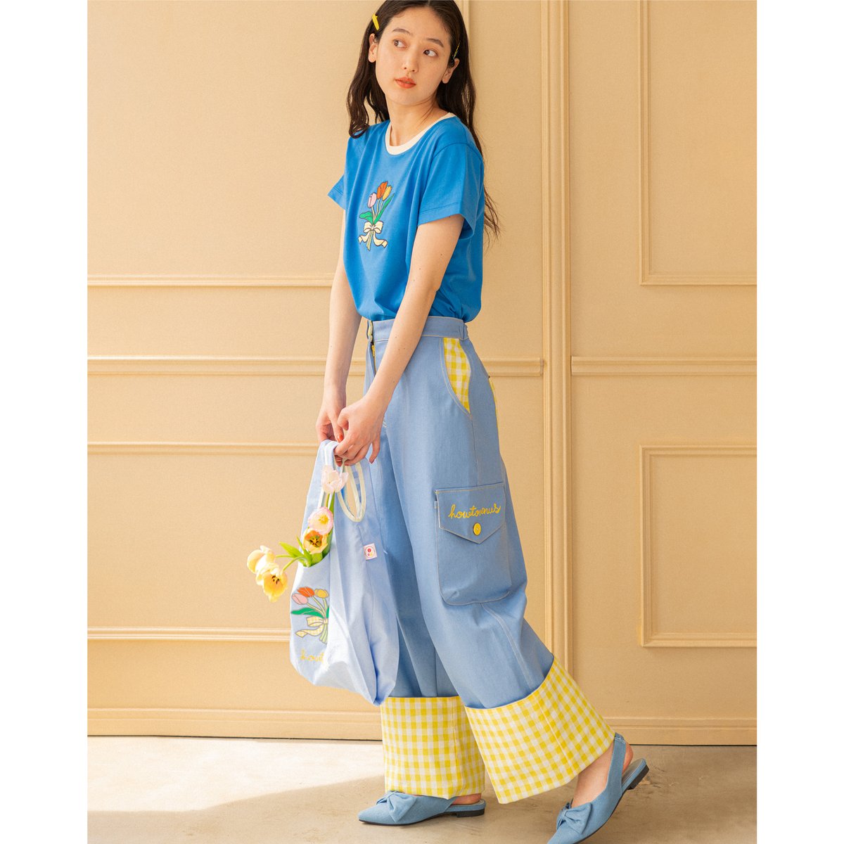 Gingham Check Denim Pants - BL | HOWTOVENUS