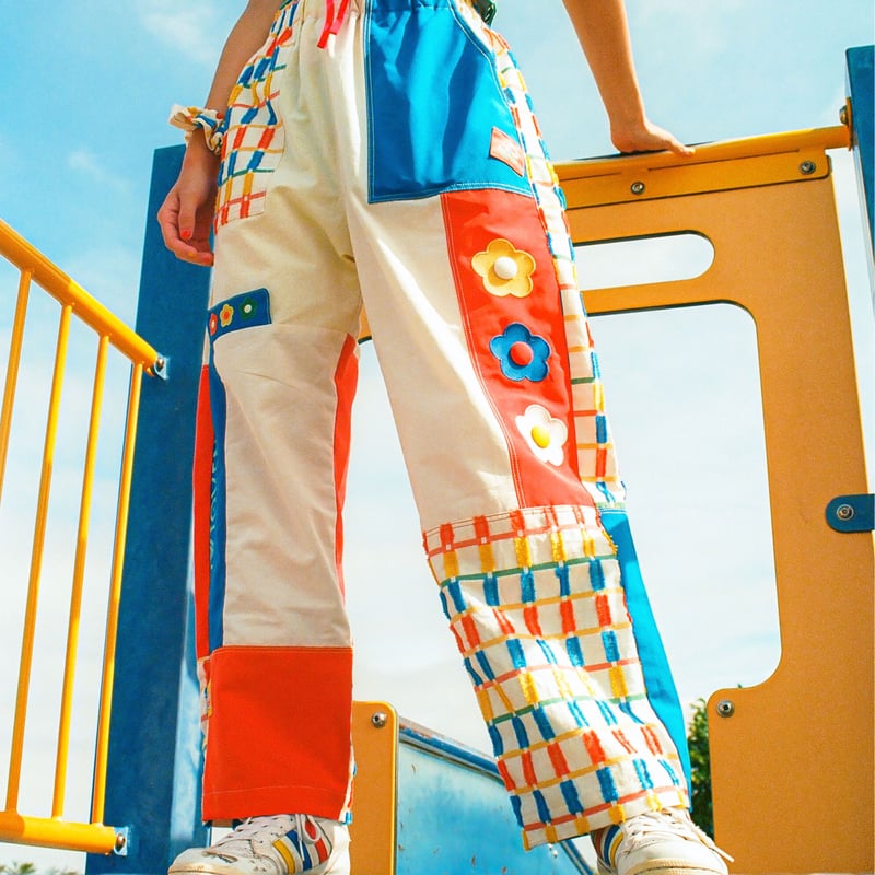 Patchwork Park Pants - COLORFUL | HOWTOVENUS Patchwork Park Pants - COLORFUL | HOWTOVENUS