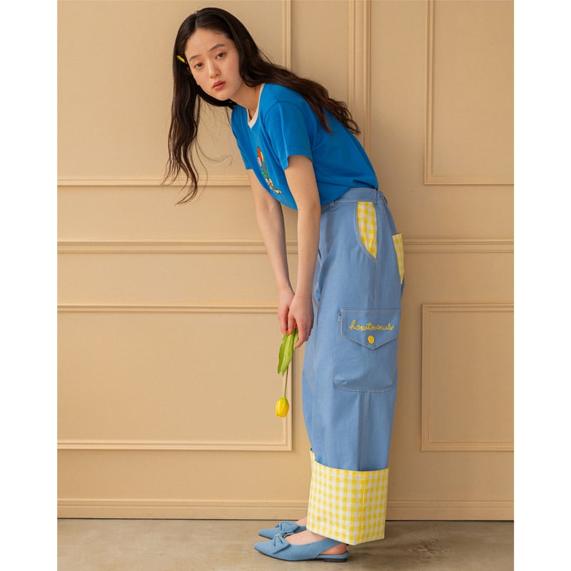 Gingham Check Denim Pants - BL | HOWTOVENUS