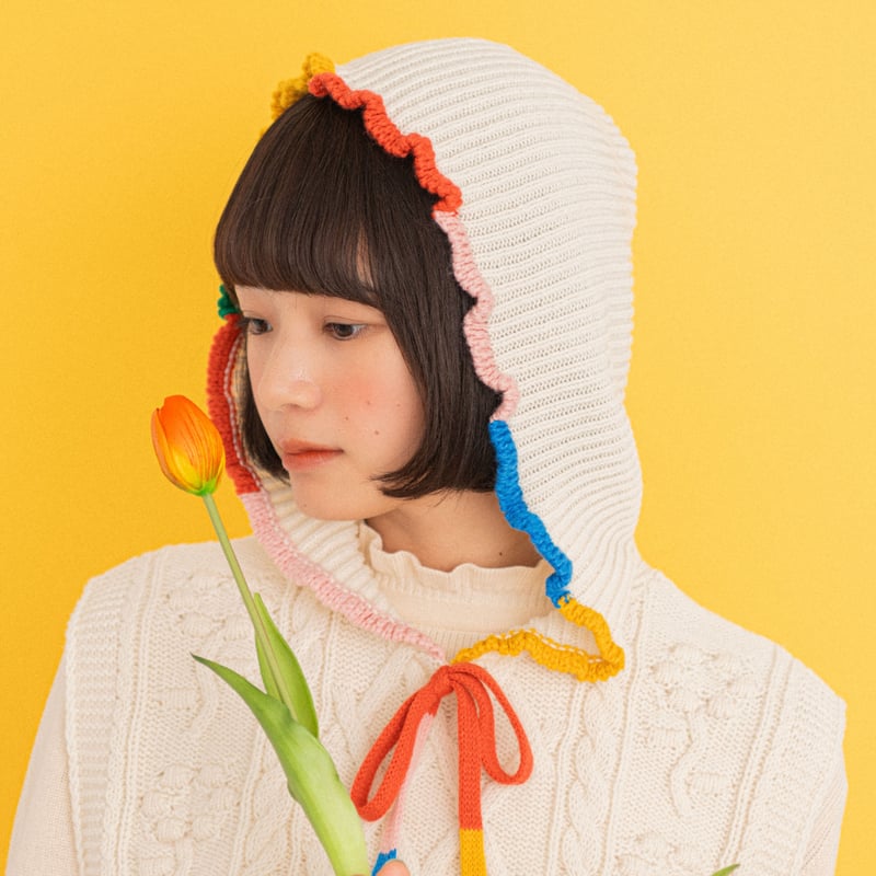 Fuchidori Knit Hood WH/BR | HOWTOVENUS