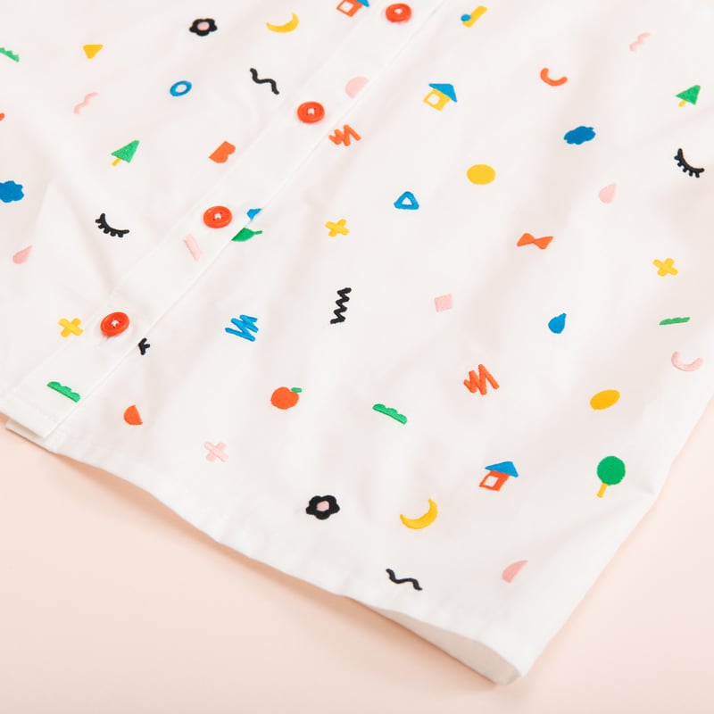 Doodle Stitch Blouse - WHITE | HOWTOVENUS