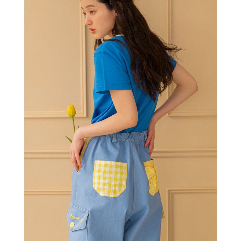 Gingham Check Denim Pants - BL | HOWTOVENUS
