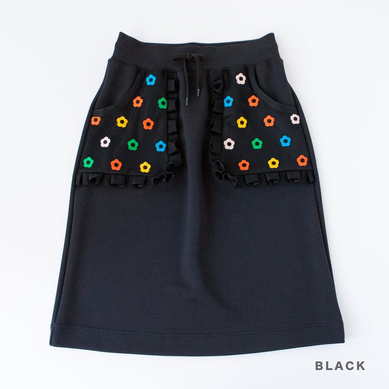 スカート HOWTOVENUS Flower Sweat Skirt BLACK Flower Sweat Skirt | HOWTOVENUS