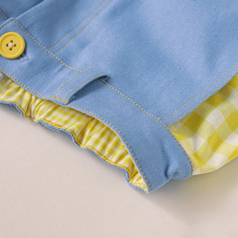 Gingham Check Denim Pants - BL | HOWTOVENUS