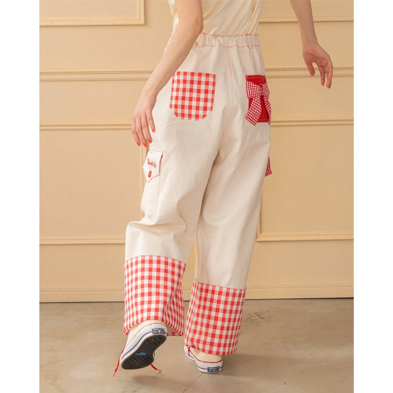 Gingham Check Denim Pants - OW | HOWTOVENUS
