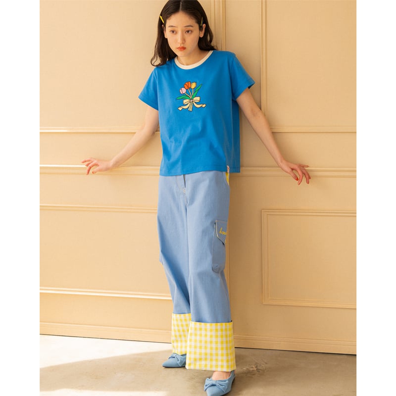 Gingham Check Denim Pants - BL | HOWTOVENUS