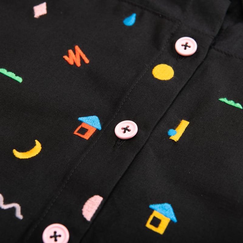 Doodle Stitch Blouse - BLACK | HOWTOVENUS