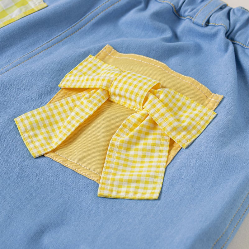Gingham Check Denim Pants - BL | HOWTOVENUS