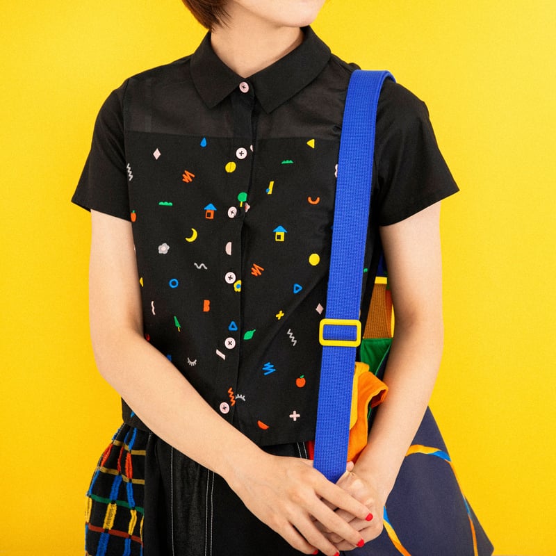 トップス HOWTOVENUS Doodle Stitch Blouse - BLACK Doodle Stitch Blouse - BLACK | HOWTOVENUS