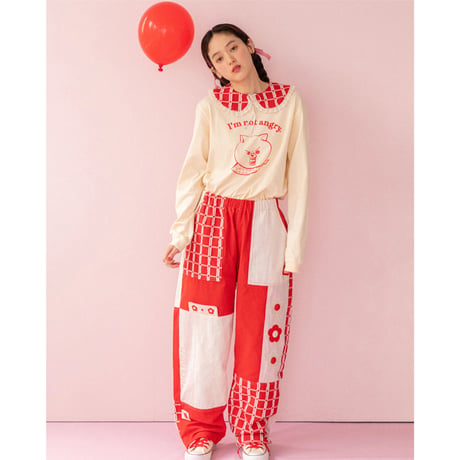 Patchwork Park Pants - RED