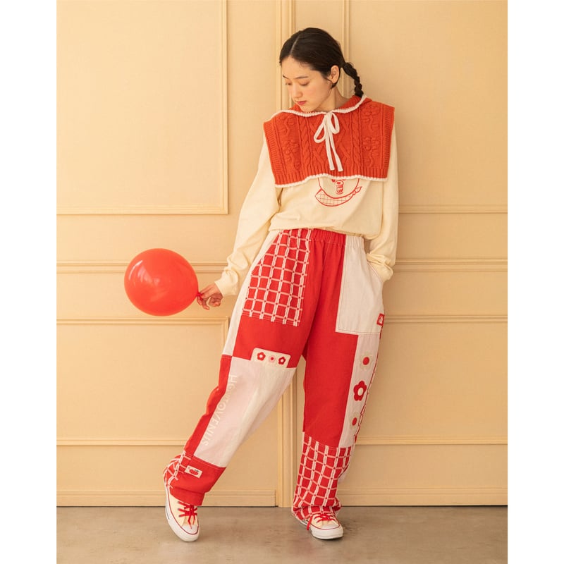 ハンドメイドなな Patchwork Park Pants - RED | HOWTOVENUS