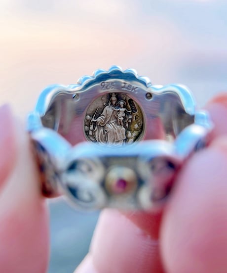 Jesus&ルビー&ダイヤモンド シルバー&18KYGリング（Sacred heart）