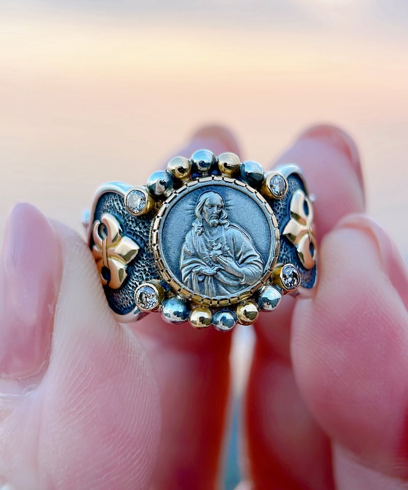 Jesus&ルビー&ダイヤモンド シルバー&18KYGリング（Sacred heart） |