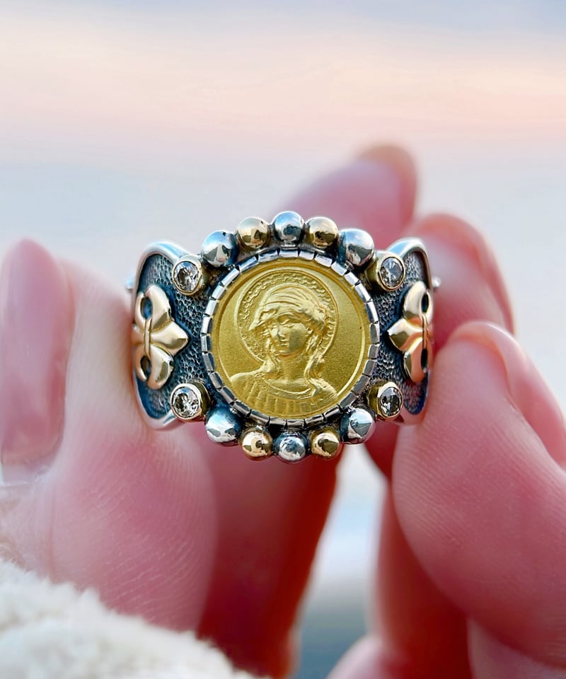 St.Gabriel&アクアマリン&ダイヤモンド シルバー&18KYGリング St.Gabriel&アクアマリン&ダイヤモンド シルバー&18KYGリング