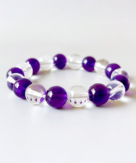 ウルグアイ産アメシスト＆レムリアンシードクリスタルブレスレット