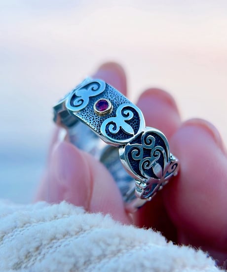 Jesus&ルビー&ダイヤモンド シルバー&18KYGリング（Sacred heart）