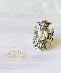 Jesus& ルビー シルバーリング（Sacred Cross）
