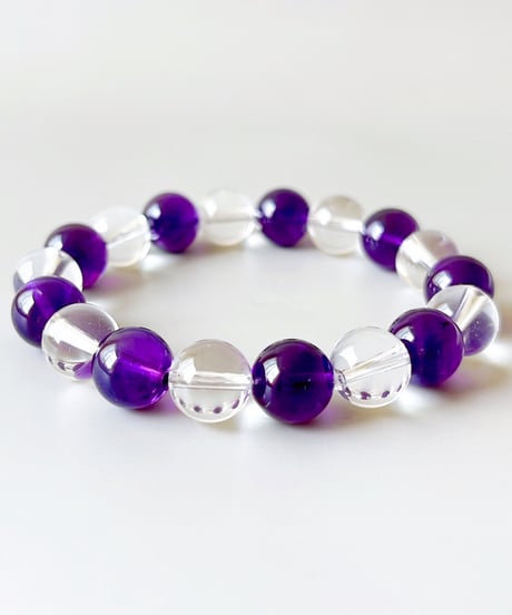 ウルグアイ産アメシスト＆レムリアンシードクリスタルブレスレット
