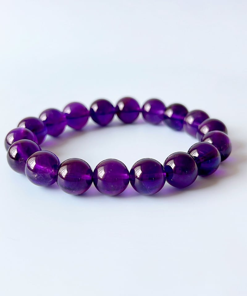 希少ウルグアイ産 4A+ アメジスト 紫水晶 ブレスレット 10.5mm-11mm×19