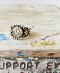 St.Anthony&ダイヤモンド& シルバー＆18KYGリング（Sacred Heart）