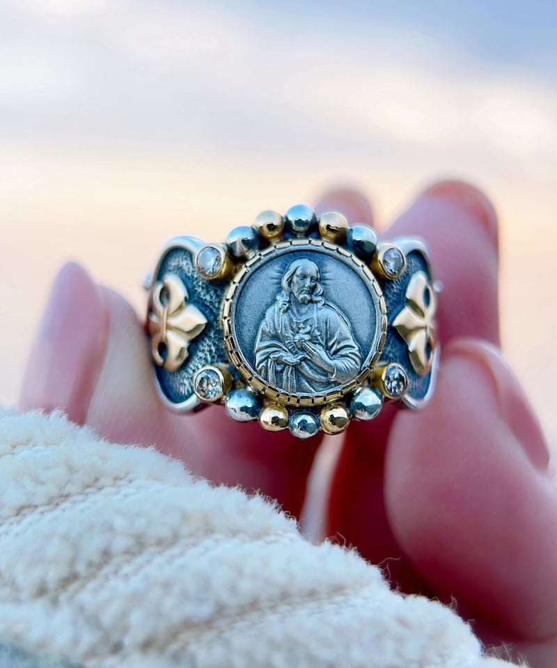 Jesus&ルビー&ダイヤモンド シルバー&18KYGリング（Sacred heart） |