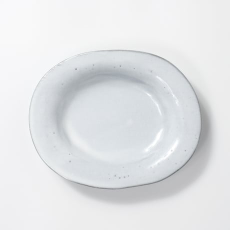 teto ceramic / オーバルプレート(小) / 白透明釉薬 (実物写真3-250)
