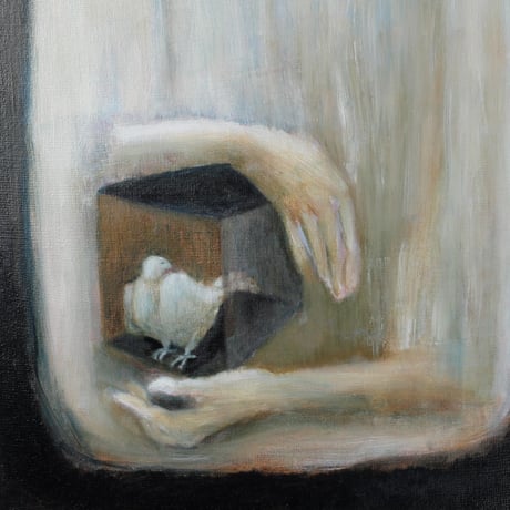 佐上まりこ / 絵画「箱と鳥」(実物写真2704)