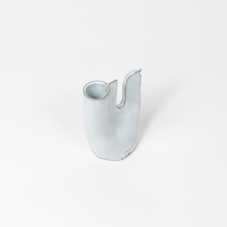 teto ceramic / 鳥の一輪挿し / 白透明釉薬 (実物写真2829)