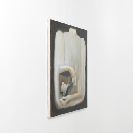 佐上まりこ / 絵画「箱と鳥」(実物写真2704)