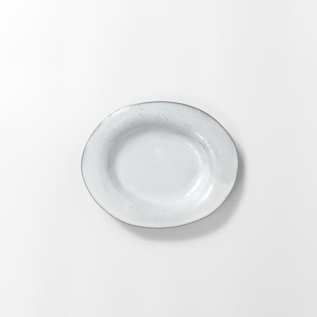 teto ceramic / オーバルプレート(小) / 白透明釉薬 (実物写真3-251)