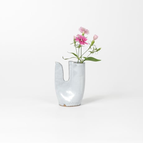 teto ceramic / 鳥の一輪挿し / 白透明釉薬 (実物写真2829)