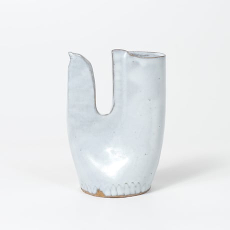 teto ceramic / 鳥の一輪挿し / 白透明釉薬 (実物写真2829)
