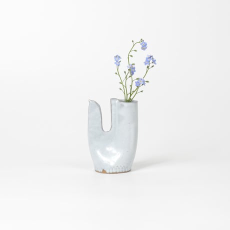teto ceramic / 鳥の一輪挿し / 白透明釉薬 (実物写真2829)