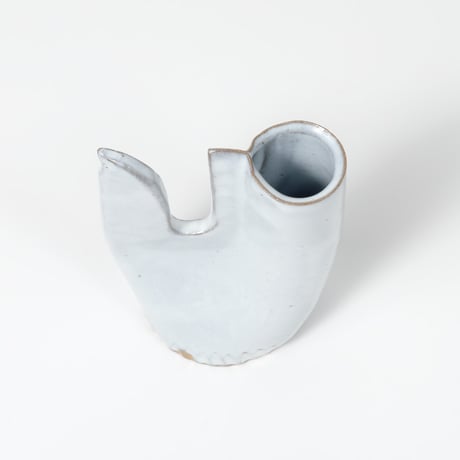 teto ceramic / 鳥の一輪挿し / 白透明釉薬 (実物写真2829)