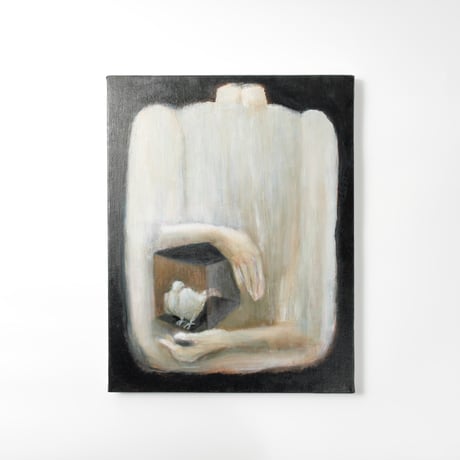 佐上まりこ / 絵画「箱と鳥」(実物写真2704)