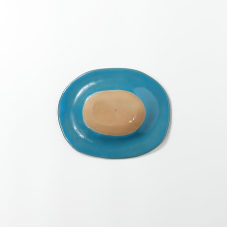 teto ceramic / オーバルプレート・小・モロッコブルー (実物写真2299)