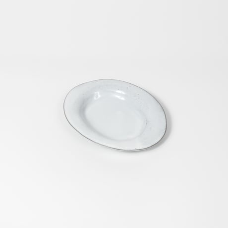 teto ceramic / オーバルプレート(小) / 白透明釉薬 (実物写真3-251)