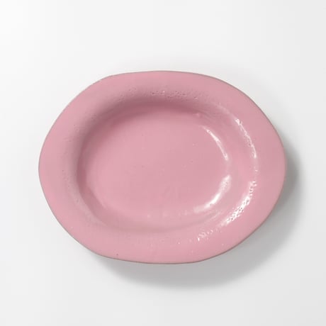 teto ceramic / オーバルプレート(小) / コーラルピンク (実物写真3-255)