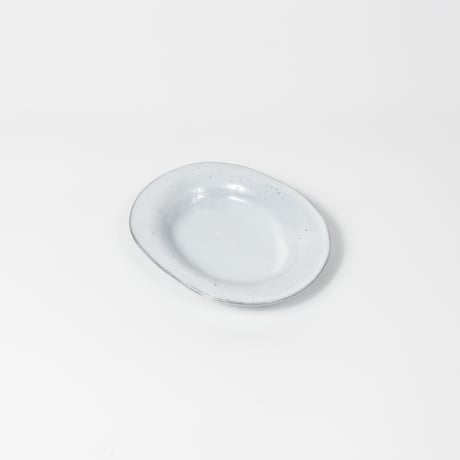 teto ceramic / オーバルプレート(小) / 白透明釉薬 (実物写真3-250)